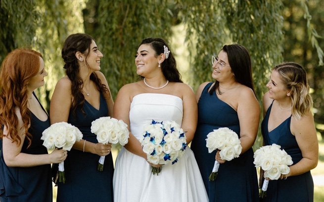 Bride with her bridesmaids